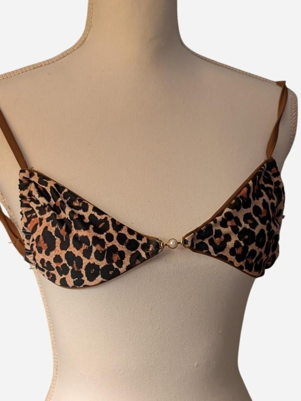 Princess Polly Leopard Print Triangle Bralette - Brown/Black